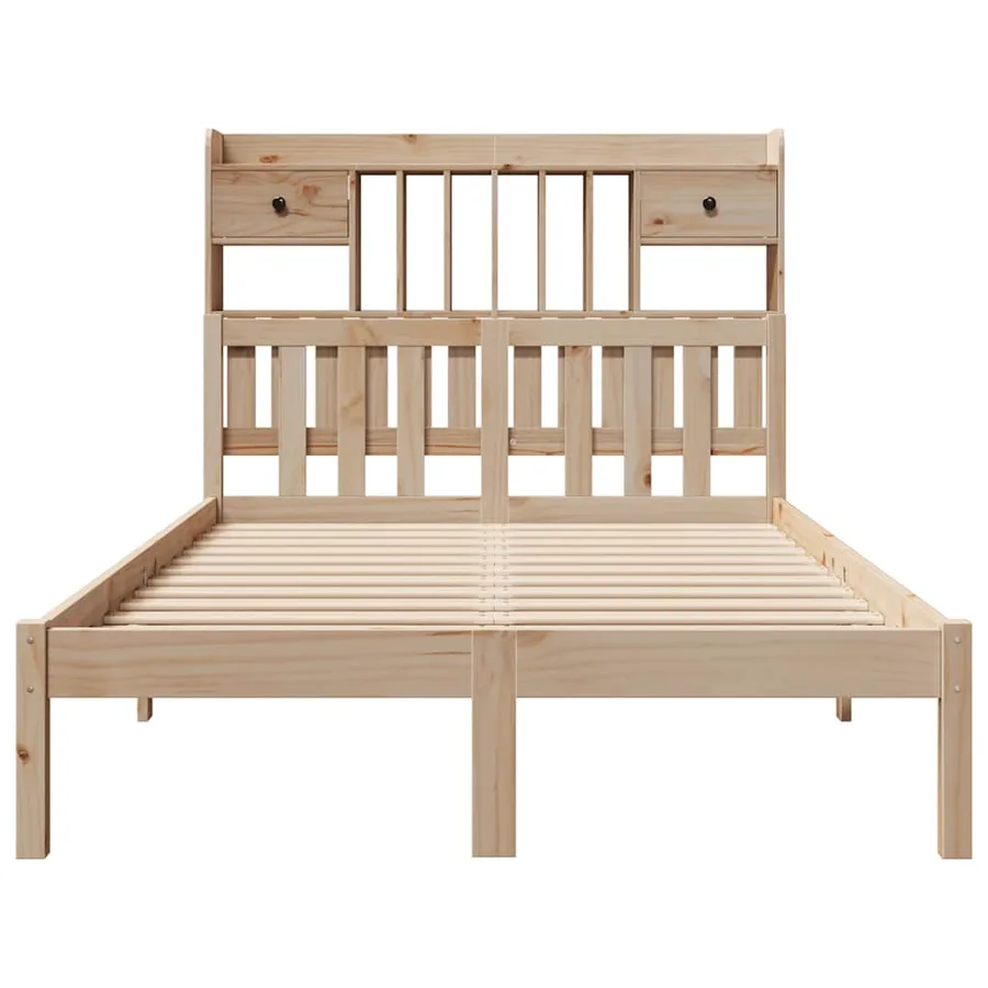Lit bibliothèque sans matelas 135x190 cm bois de pin massif - 4