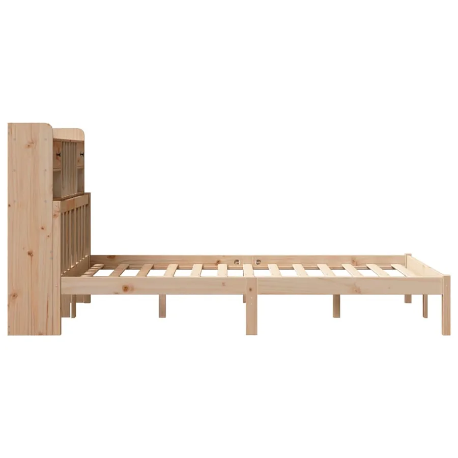 Lit bibliothèque sans matelas 135x190 cm bois de pin massif - 5
