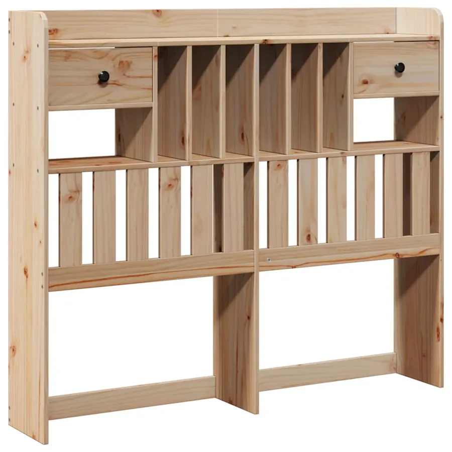 Lit bibliothèque sans matelas 135x190 cm bois de pin massif - 7