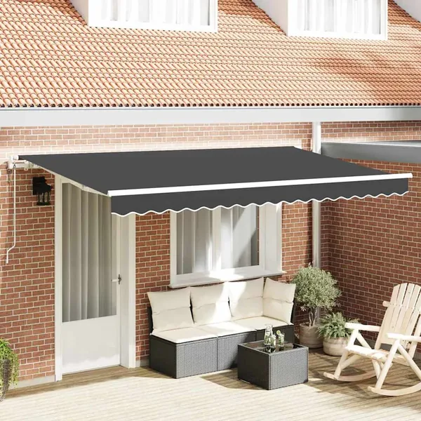 Auvent Rétractable Anthracite 350 x 200 cm tissu