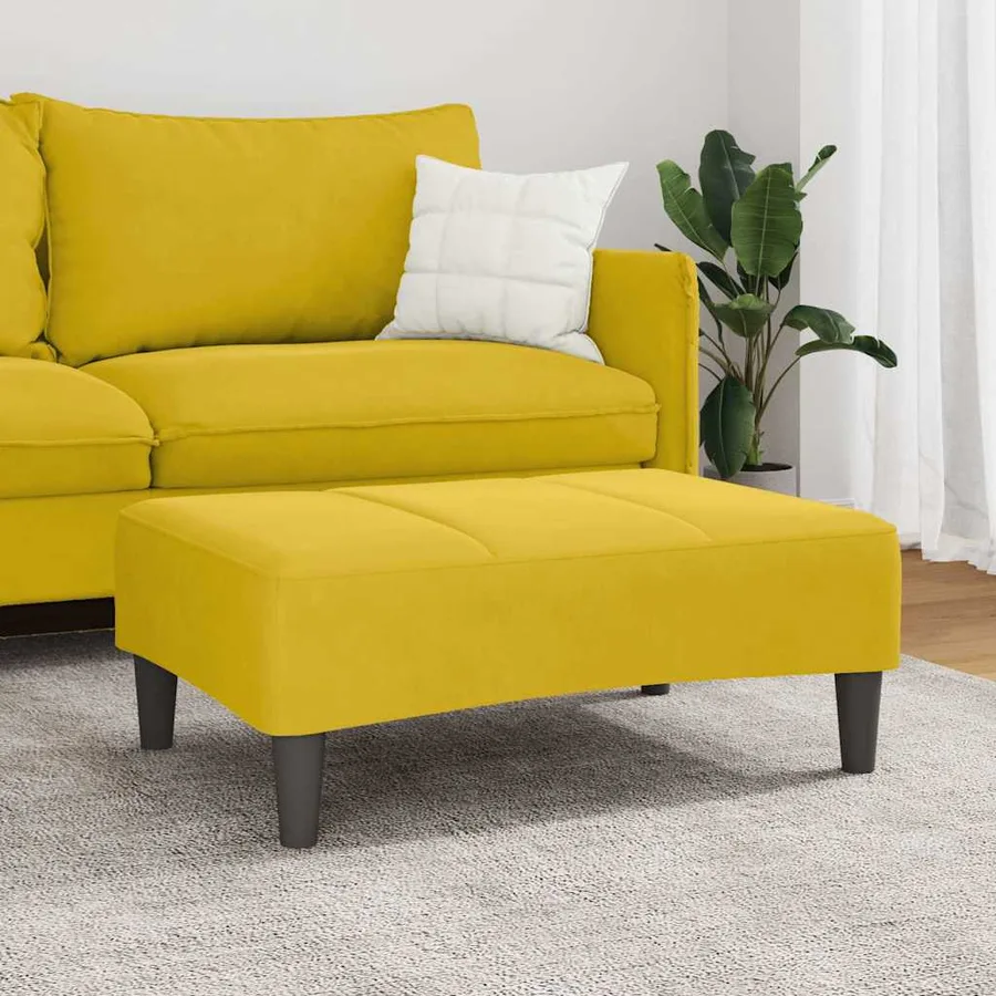 Repose-pied jaune 77x55x31 cm velours - 3