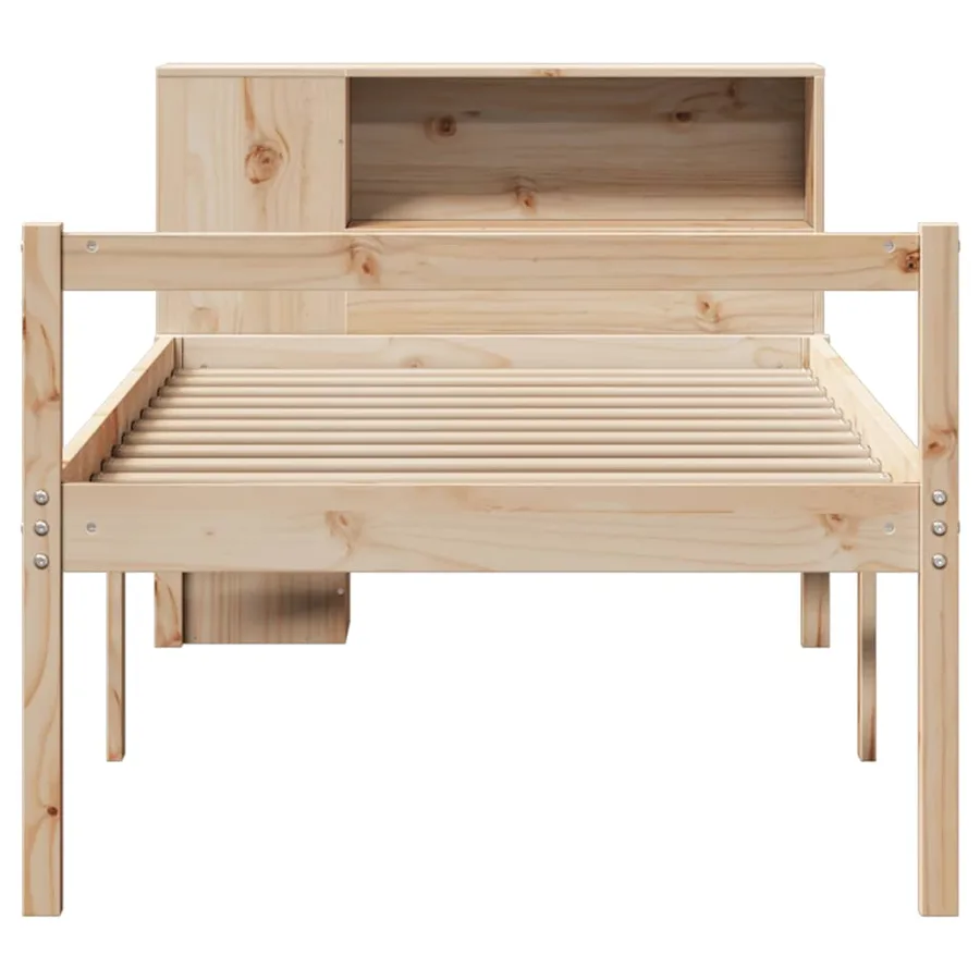 Lit bibliothèque sans matelas 90x200 cm bois de pin massif - 4