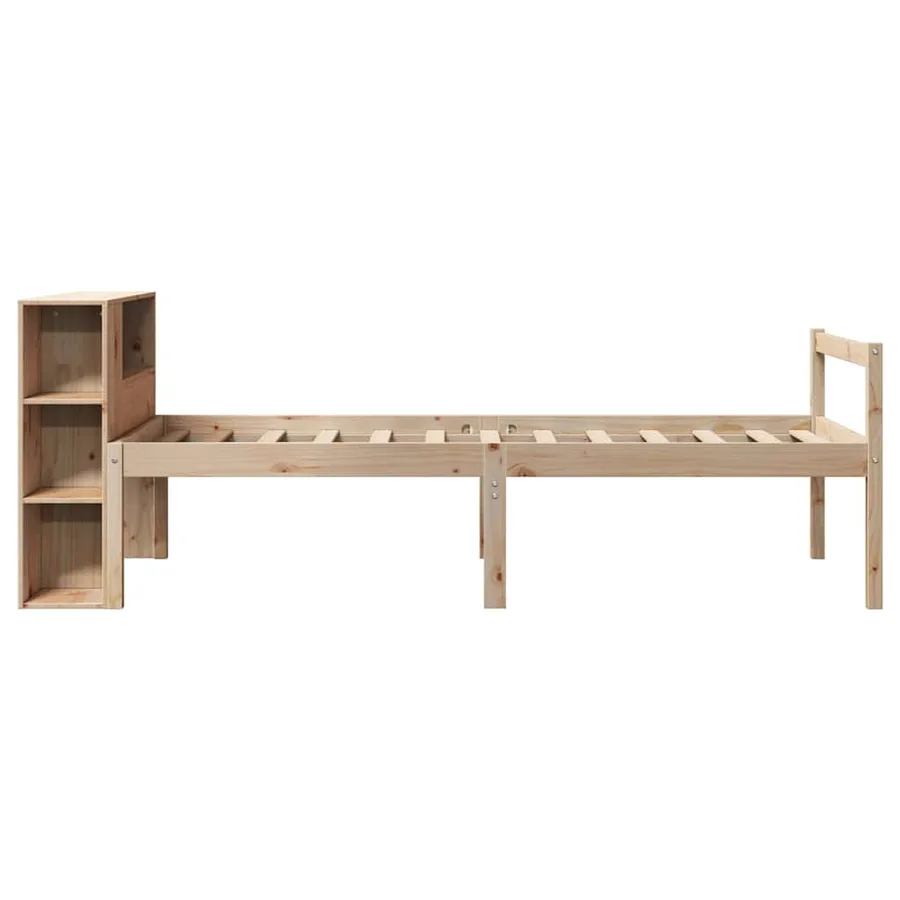 Lit bibliothèque sans matelas 90x200 cm bois de pin massif - 5