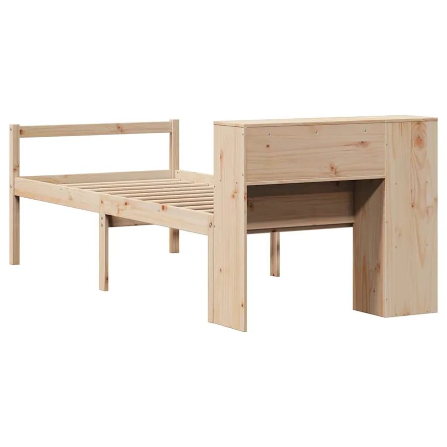 Lit bibliothèque sans matelas 90x200 cm bois de pin massif - 6