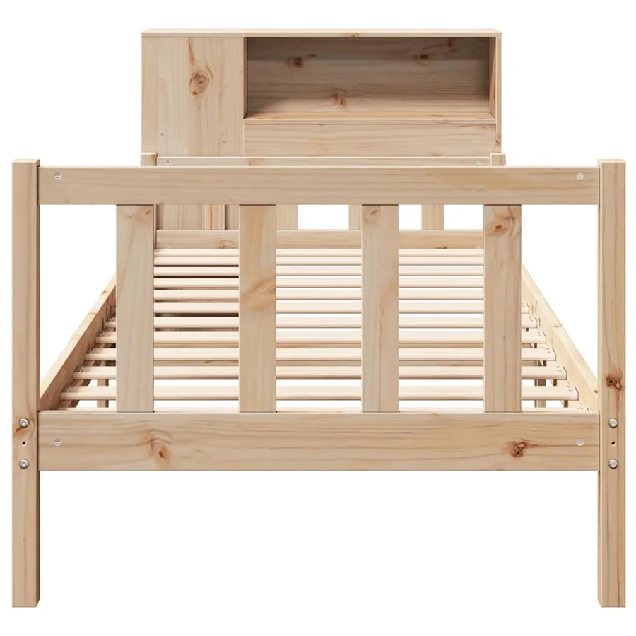 Lit bibliothèque sans matelas 90x190 cm bois de pin massif - 4