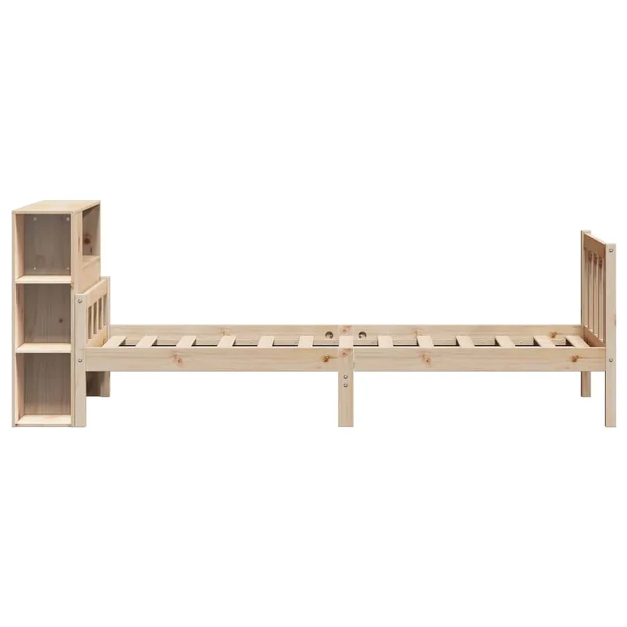 Lit bibliothèque sans matelas 90x190 cm bois de pin massif - 5