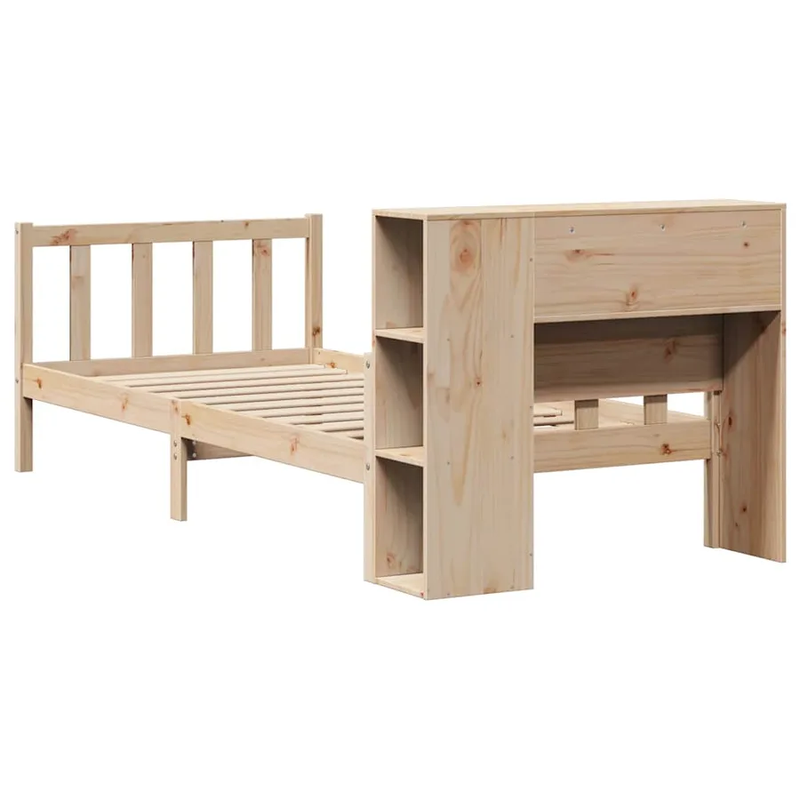Lit bibliothèque sans matelas 90x190 cm bois de pin massif - 6