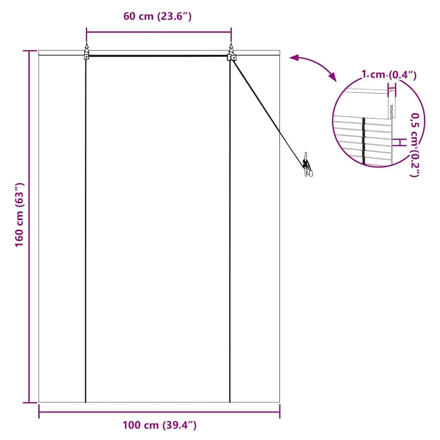 Store enrouleur Marron 100 x 160 cm Bambou - 15