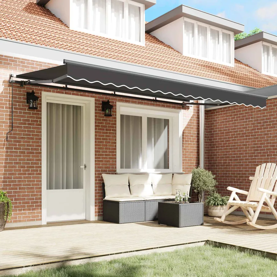 Auvent Rétractable Anthracite 400 x 200 cm tissu - 3