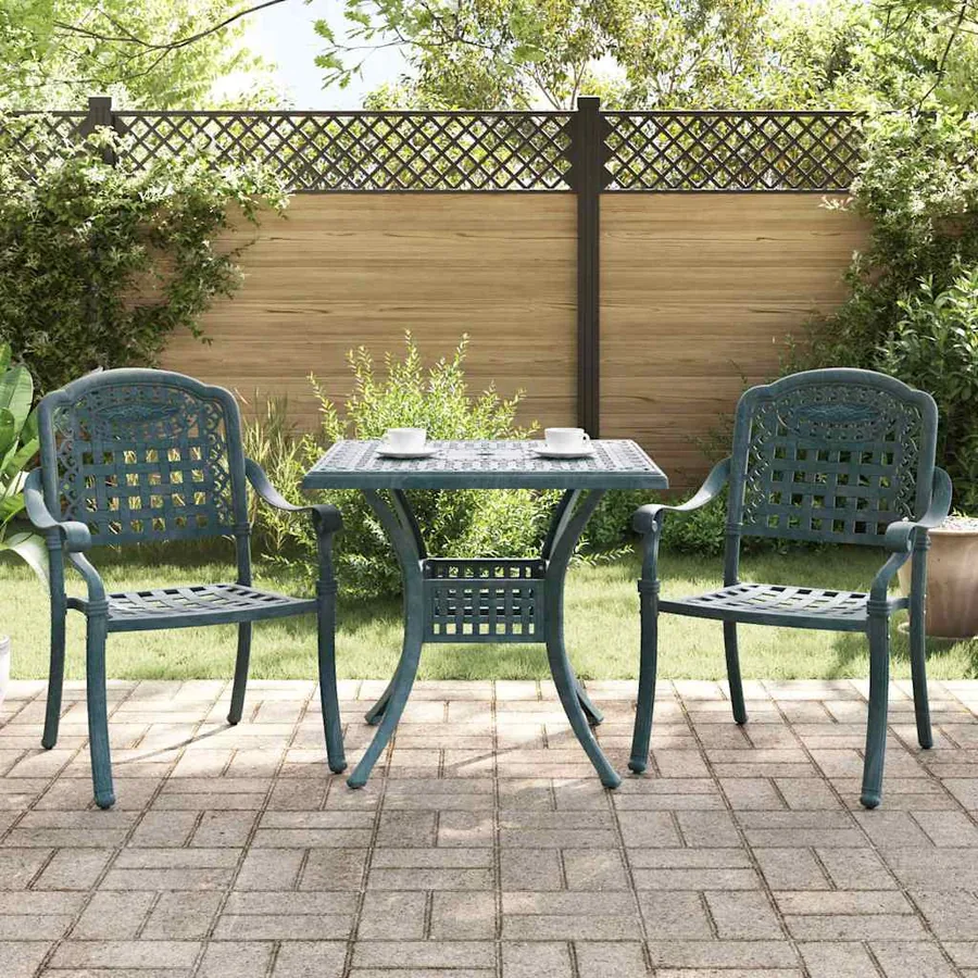 Ensemble de tables de jardin 3 pcs Vert Aluminium coulé