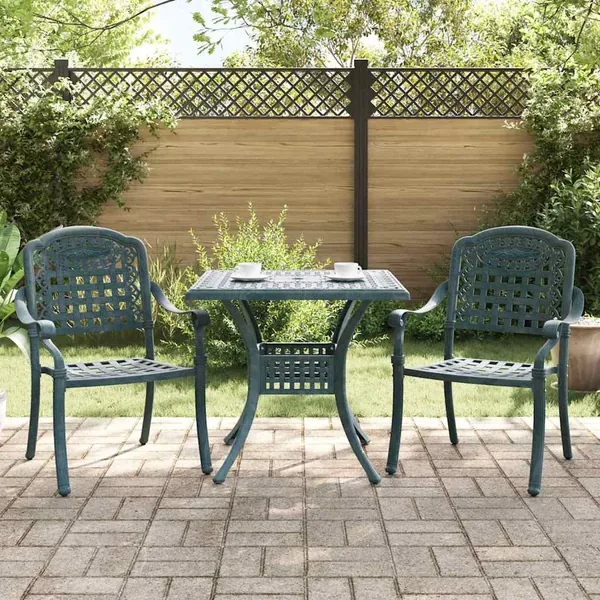 Ensemble de tables de jardin 3 pcs Vert Aluminium coulé
