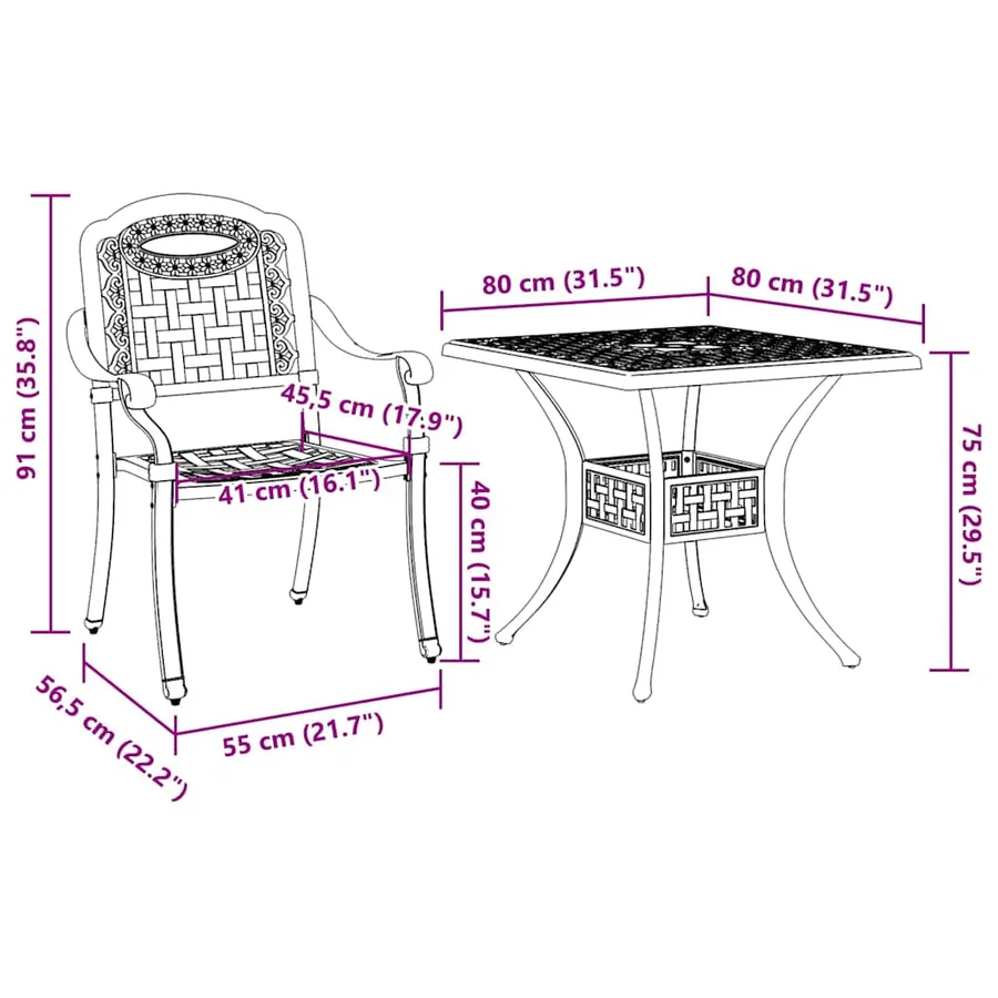 Ensemble de tables de jardin 3 pcs Vert Aluminium coulé - 14