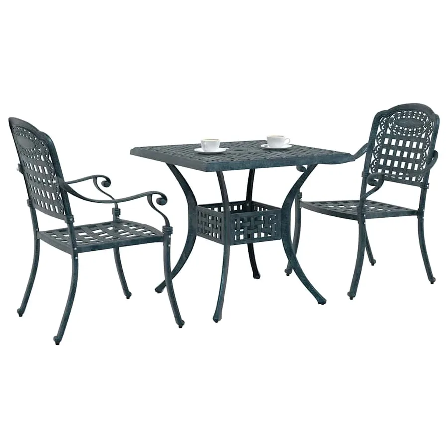 Ensemble de tables de jardin 3 pcs Vert Aluminium coulé - 3