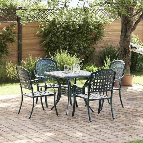 Ensemble de tables de jardin 5 pcs Vert Aluminium coulé