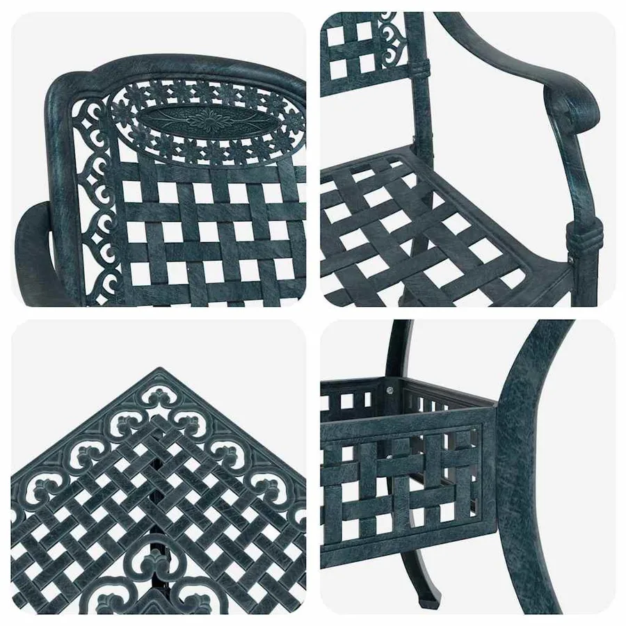 Ensemble de tables de jardin 5 pcs Vert Aluminium coulé - 11