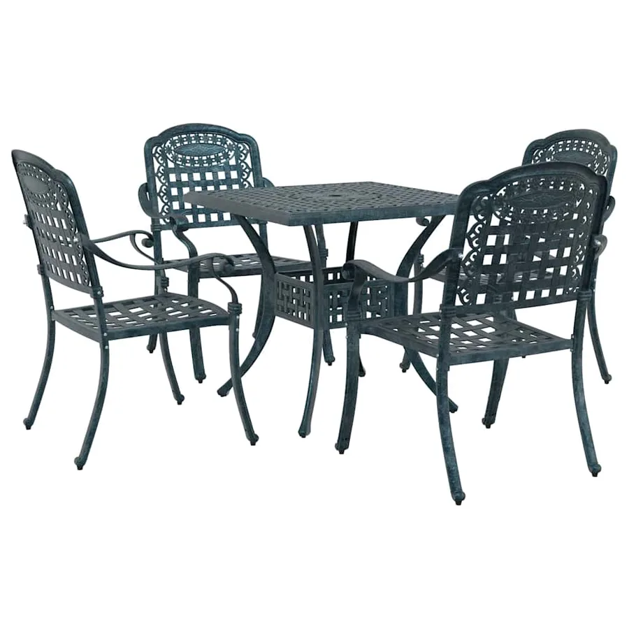 Ensemble de tables de jardin 5 pcs Vert Aluminium coulé - 2