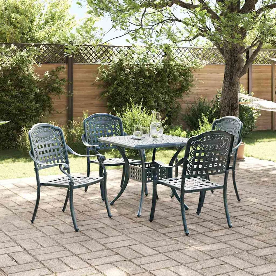 Ensemble de tables de jardin 5 pcs Vert Aluminium coulé - 4