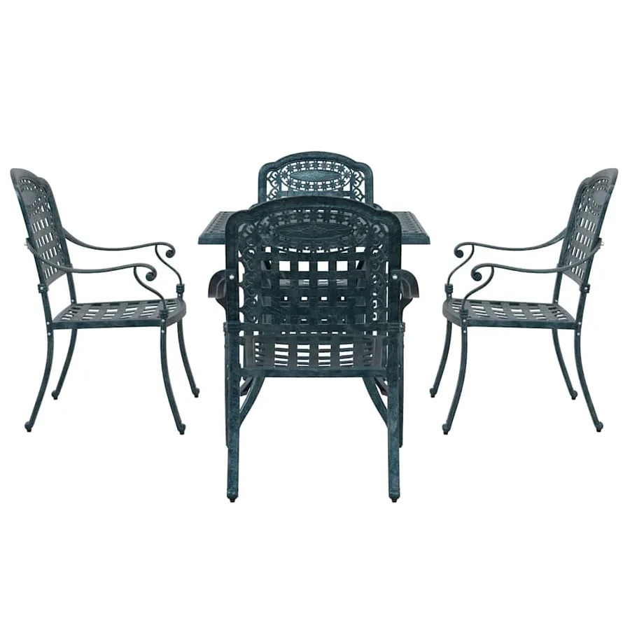 Ensemble de tables de jardin 5 pcs Vert Aluminium coulé - 7