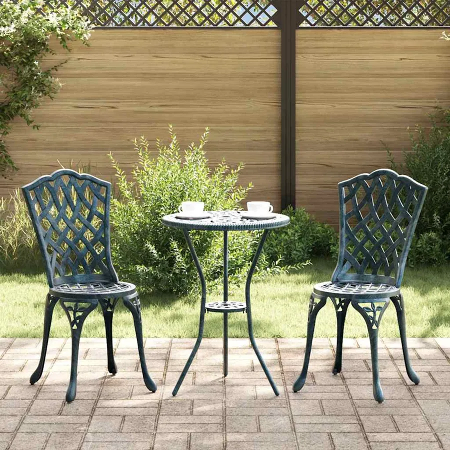 Ensemble bistro de jardin 3 pcs Vert Aluminium
