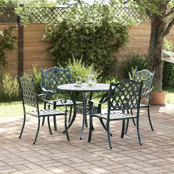 Ensemble de salle à manger pour jardin 5 pcs Vert Aluminium