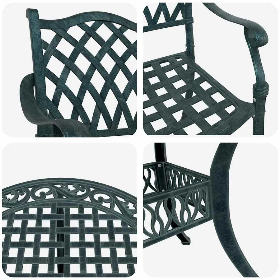 Ensemble de salle à manger pour jardin 5 pcs Vert Aluminium - 11