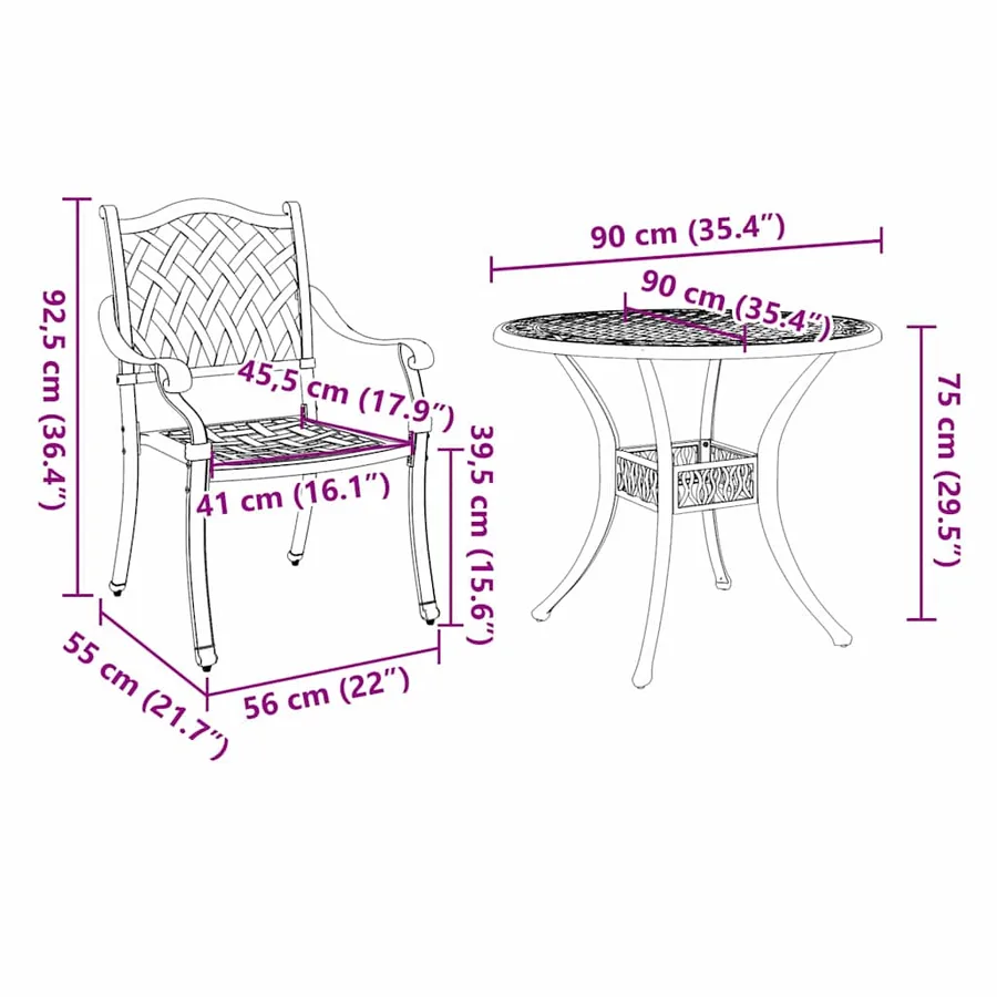 Ensemble de salle à manger pour jardin 5 pcs Vert Aluminium - 13