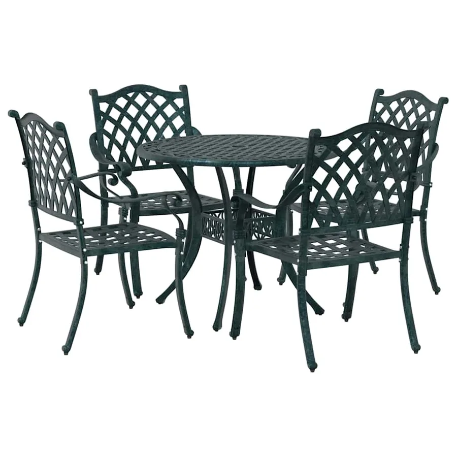 Ensemble de salle à manger pour jardin 5 pcs Vert Aluminium - 2