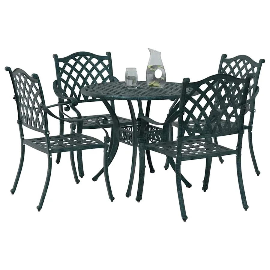 Ensemble de salle à manger pour jardin 5 pcs Vert Aluminium - 3