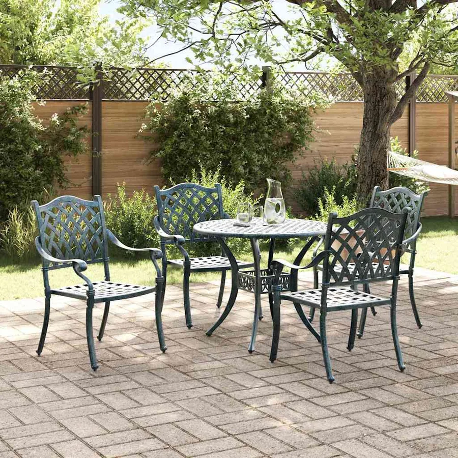 Ensemble de salle à manger pour jardin 5 pcs Vert Aluminium - 4