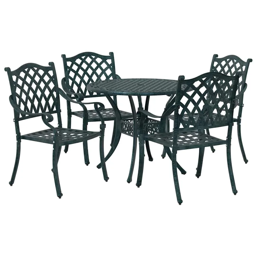 Ensemble de salle à manger pour jardin 5 pcs Vert Aluminium - 7