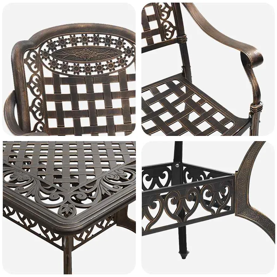 Ensemble de salle à manger pour jardin 7 pcs Bronze Aluminium - 11