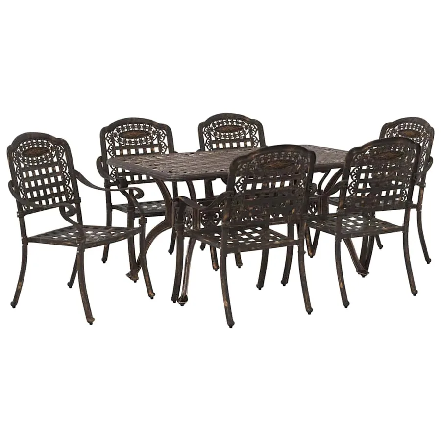 Ensemble de salle à manger pour jardin 7 pcs Bronze Aluminium - 7