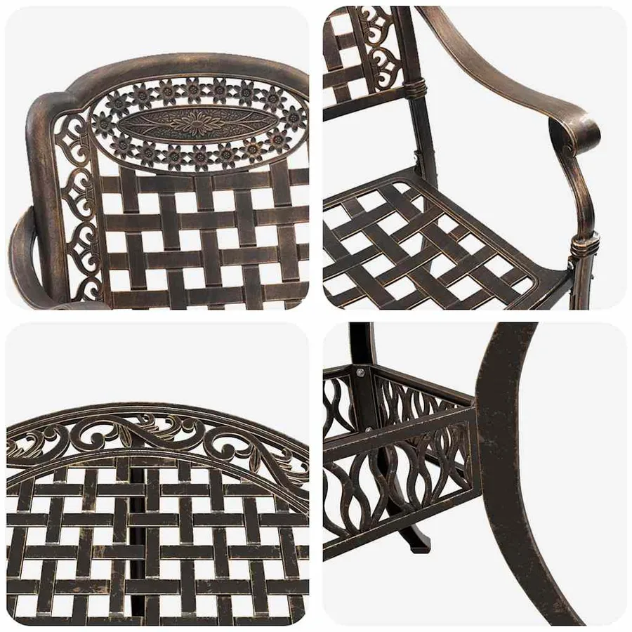 Ensemble de salle à manger pour jardin 7 pcs Bronze Aluminium - 11