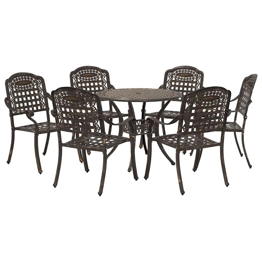 Ensemble de salle à manger pour jardin 7 pcs Bronze Aluminium - 7