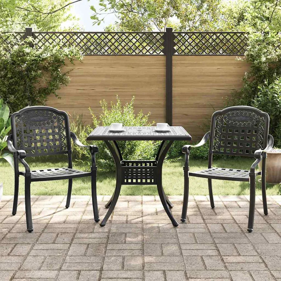 Ensemble de tables de jardin 3 pcs Noir Aluminium coulé