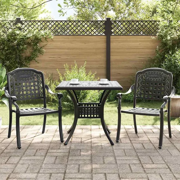 Ensemble de tables de jardin 3 pcs Noir Aluminium coulé