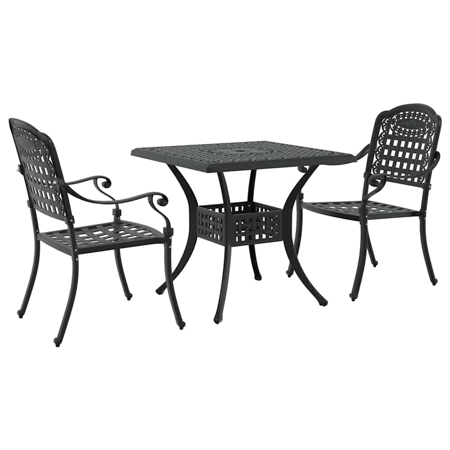 Ensemble de tables de jardin 3 pcs Noir Aluminium coulé - 2
