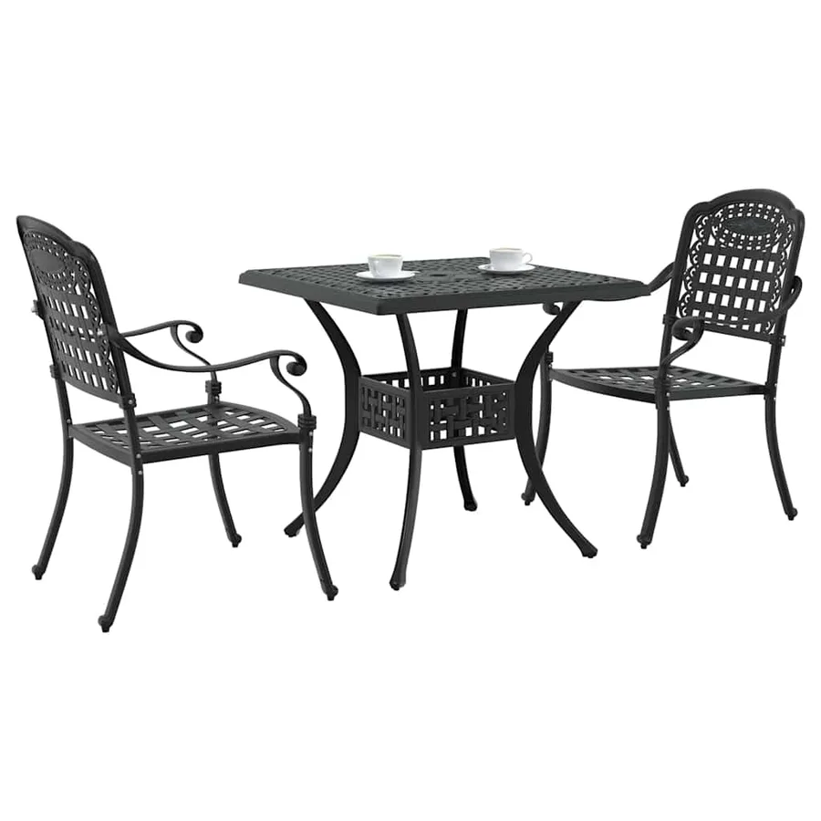 Ensemble de tables de jardin 3 pcs Noir Aluminium coulé - 3
