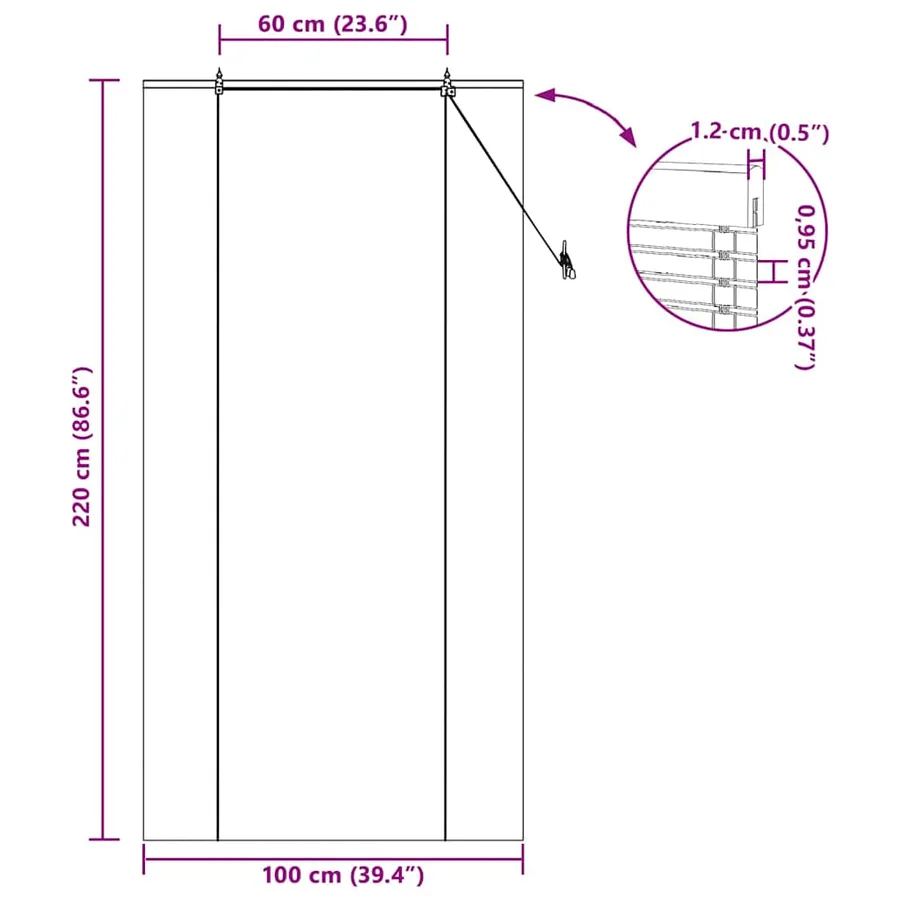 Store enrouleur Marron 100 x 220 cm Bambou - 15