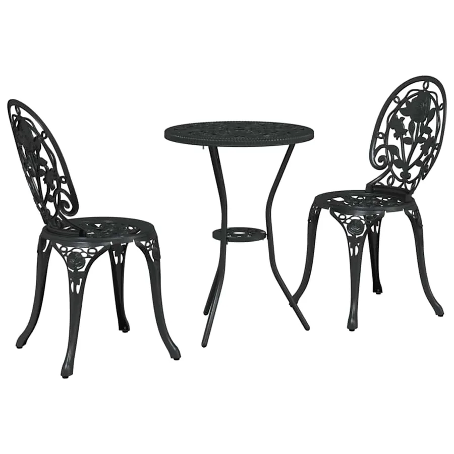 Ensemble bistro de jardin 3 pcs Noir Aluminium - 2
