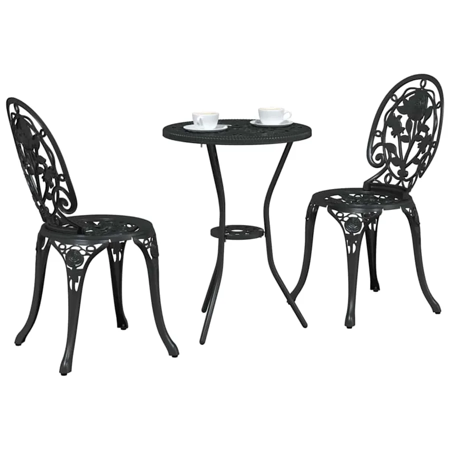 Ensemble bistro de jardin 3 pcs Noir Aluminium - 3