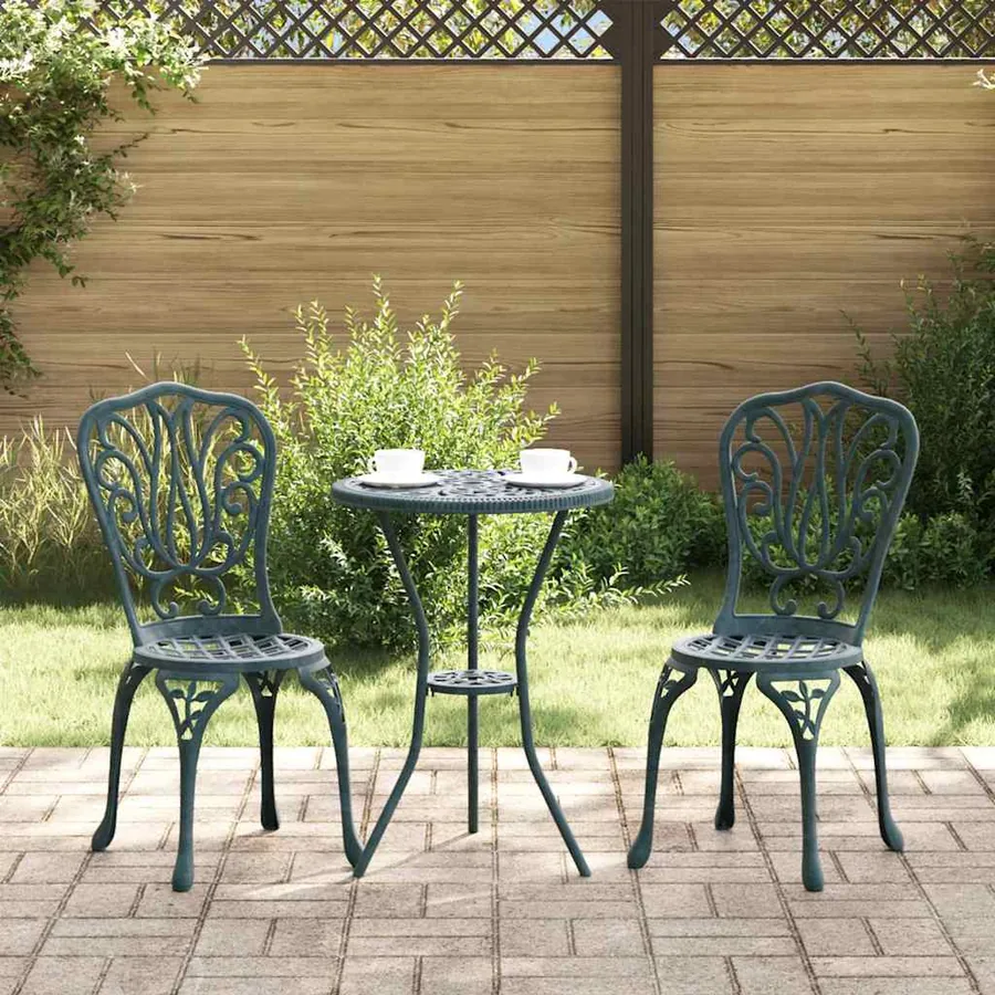 Ensemble bistro de jardin 3 pcs Vert Aluminium