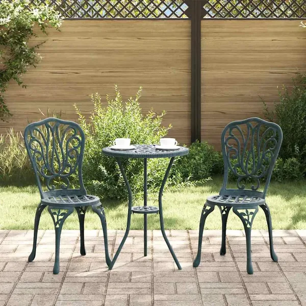 Ensemble bistro de jardin 3 pcs Vert Aluminium