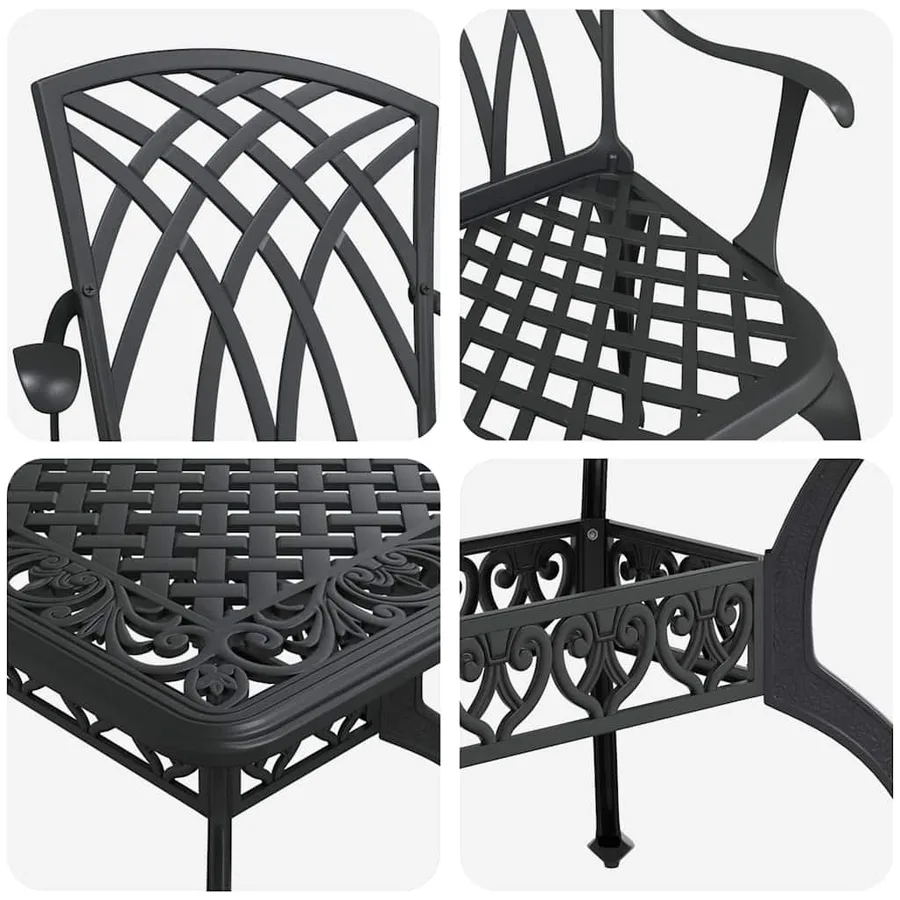 Ensemble de salle à manger pour jardin 7 pcs Noir Aluminium - 11