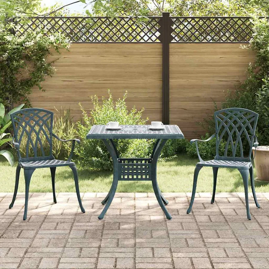 Ensemble de tables de jardin 3 pcs Vert Aluminium coulé