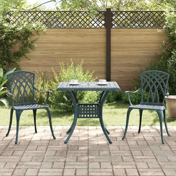 Ensemble de tables de jardin 3 pcs Vert Aluminium coulé