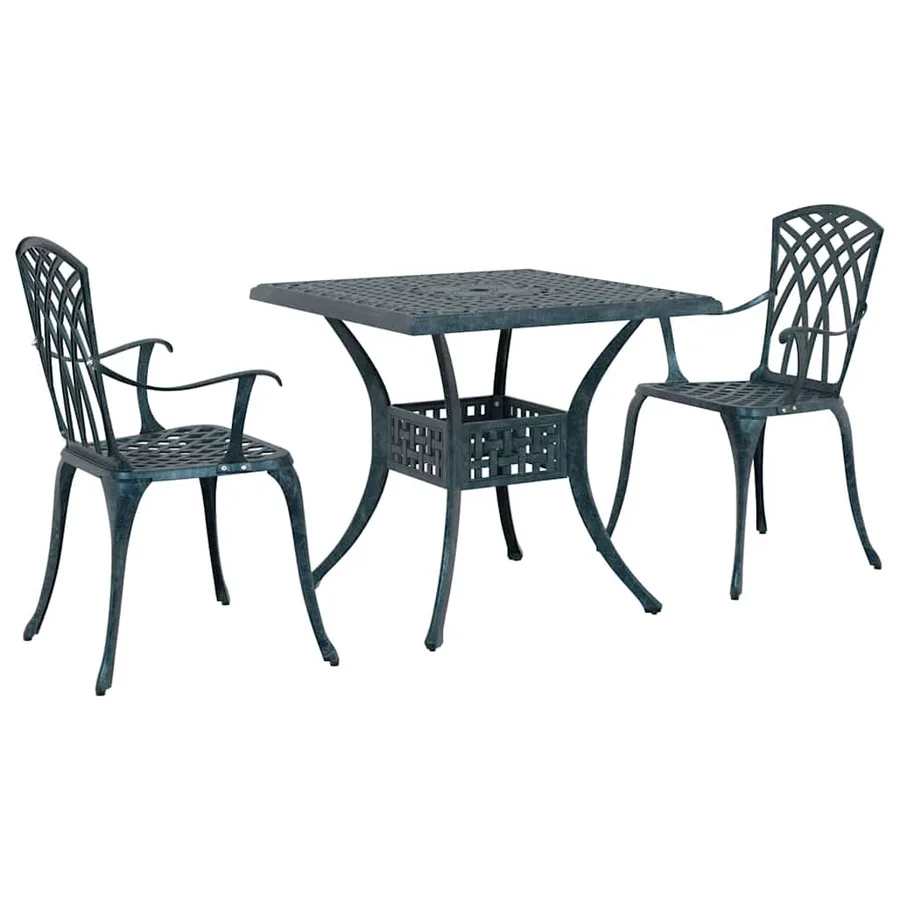 Ensemble de tables de jardin 3 pcs Vert Aluminium coulé - 2