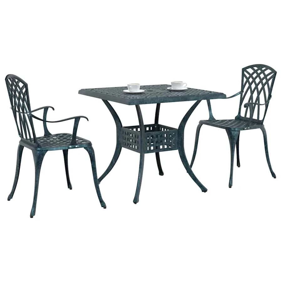 Ensemble de tables de jardin 3 pcs Vert Aluminium coulé - 3