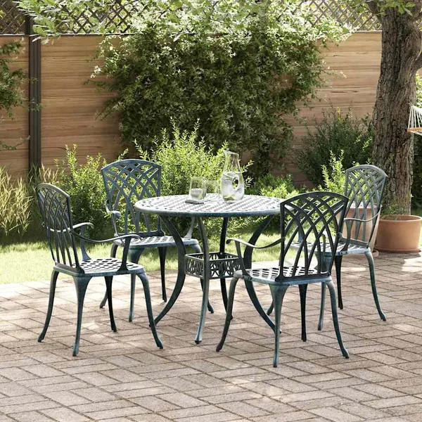 Ensemble de salle à manger pour jardin 5 pcs Vert Aluminium