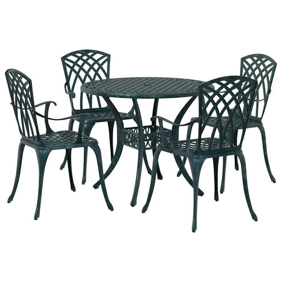 Ensemble de salle à manger pour jardin 5 pcs Vert Aluminium - 2